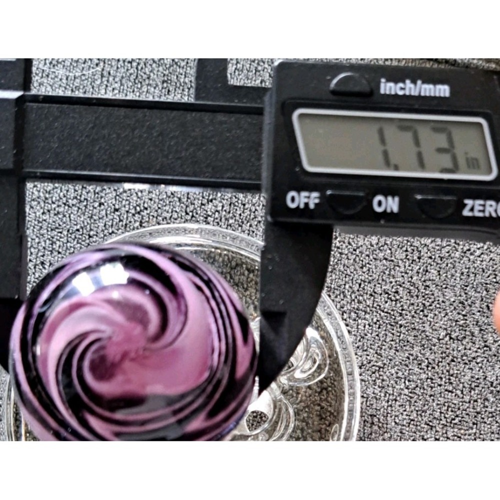 Signed Artist Handmade Art Glass Marble Pink Purple Black Swirl Dated 2003 1.73" - Picture 8 of 14